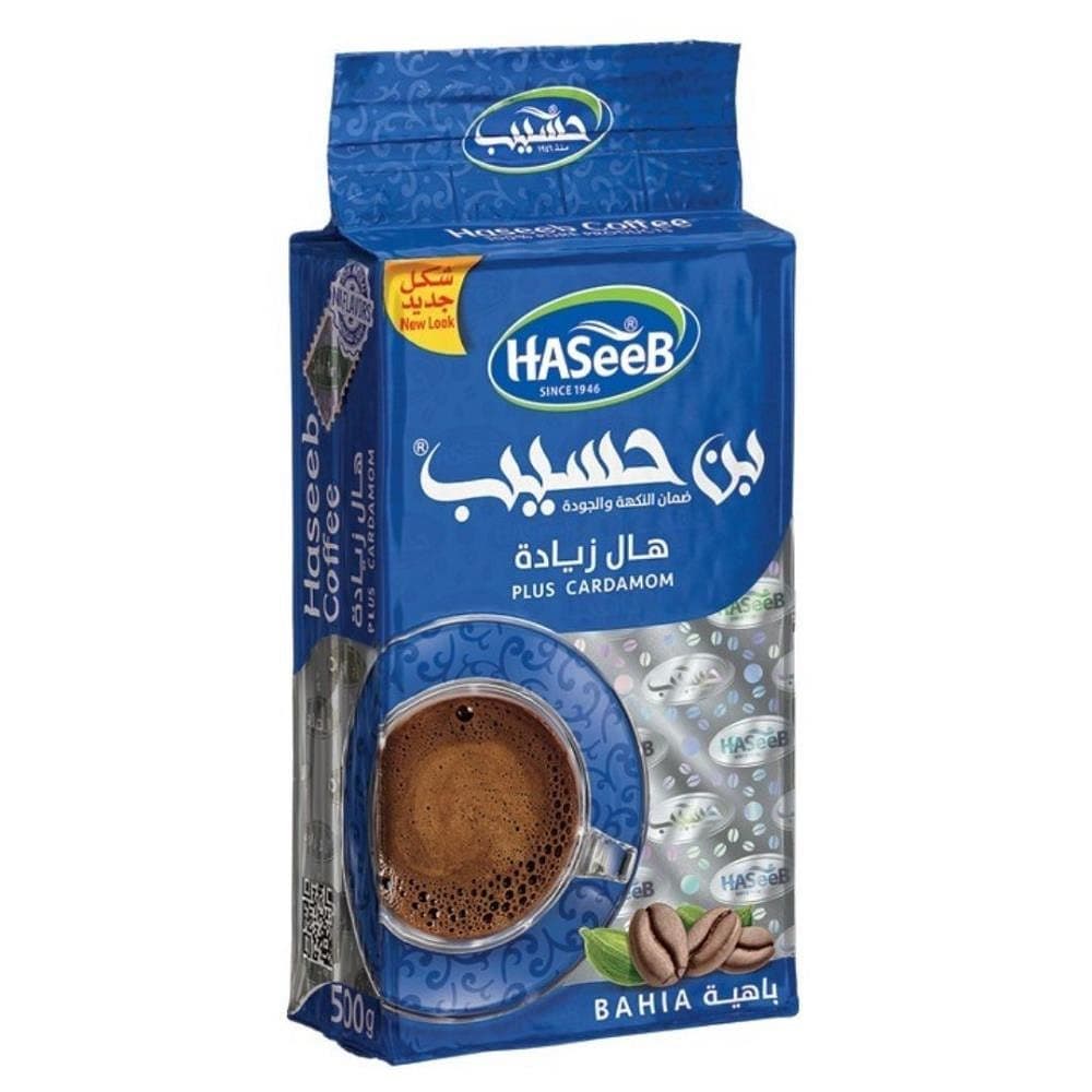 Haseeb Plus Cardamom – mletá arabská káva s kardamomem (modrý) 500 g