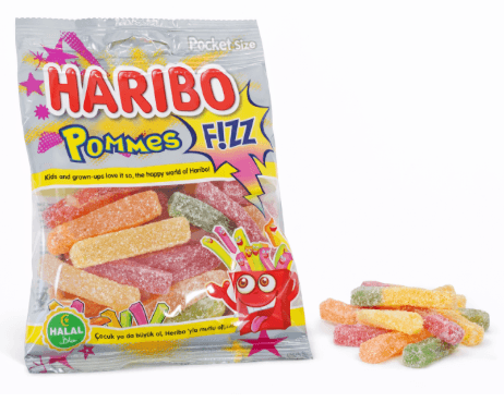 Haribo Kyselé ovocné želé bonbony ve tvaru hranolků 100g
